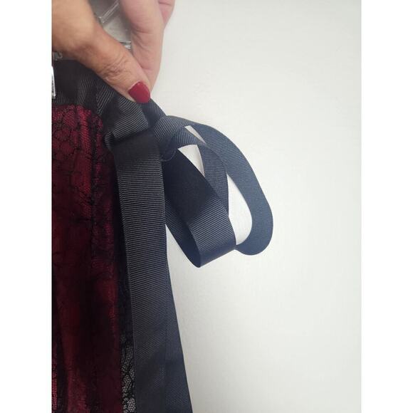 Vtg Necessary Objects Lace overlay skirt ribbon tie side zip sz XS witchy goth - Picture 2 of 8